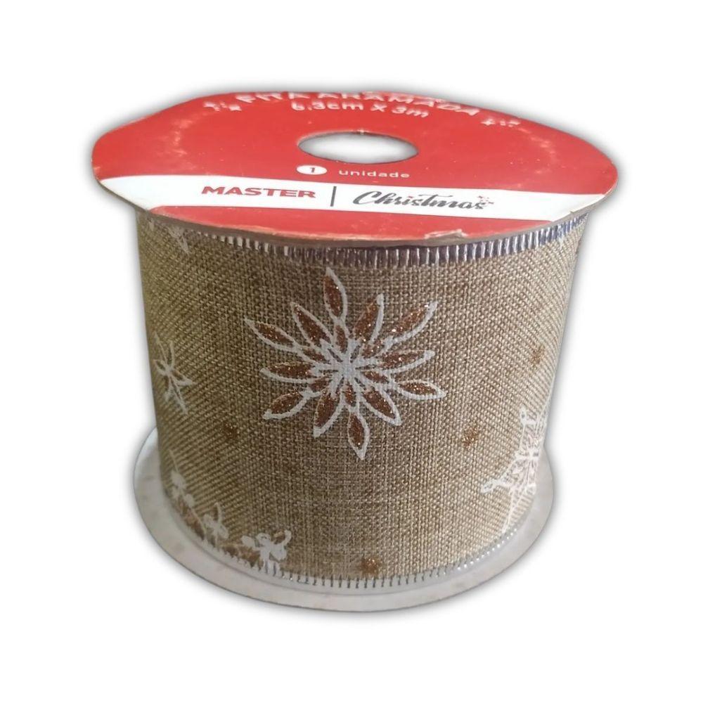 Fita Aramada De Natal Figuras Flores - 6,3cm X 3m - 1