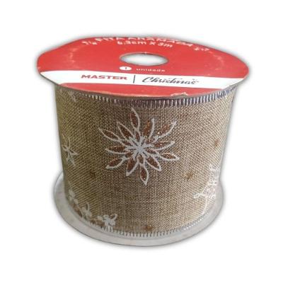 Fita Aramada De Natal Figuras Flores - 6,3cm X 3m