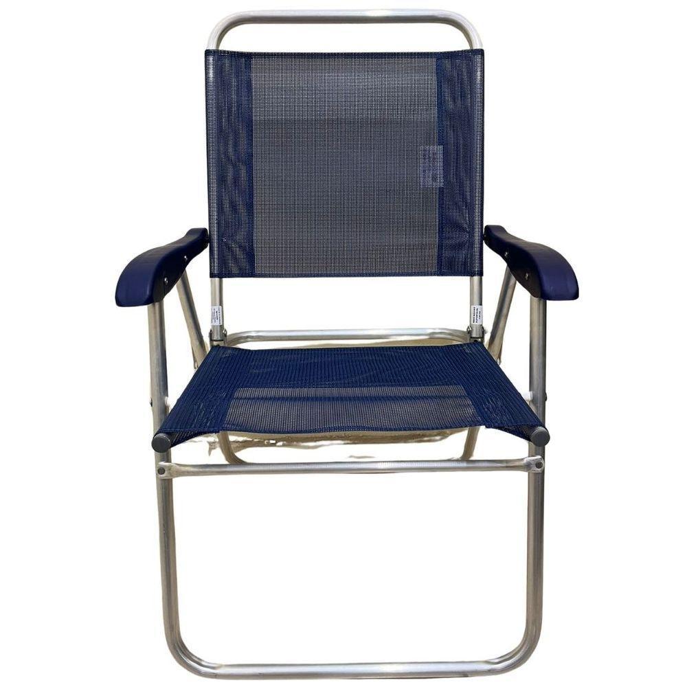 Cadeira De Praia Alta Sanete Encosto Alto Aluminio Ronchetti Azul-escuro - 1