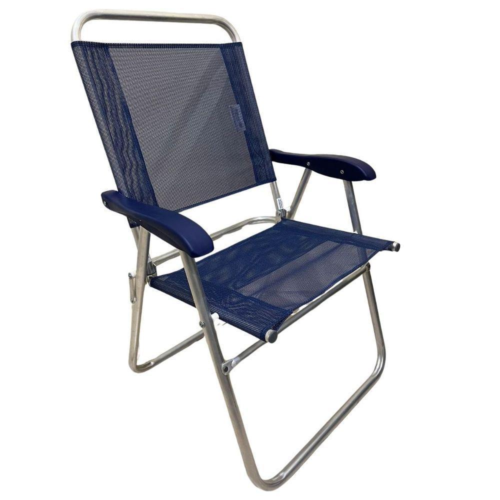 Cadeira De Praia Alta Sanete Encosto Alto Aluminio Ronchetti Azul-escuro - 2