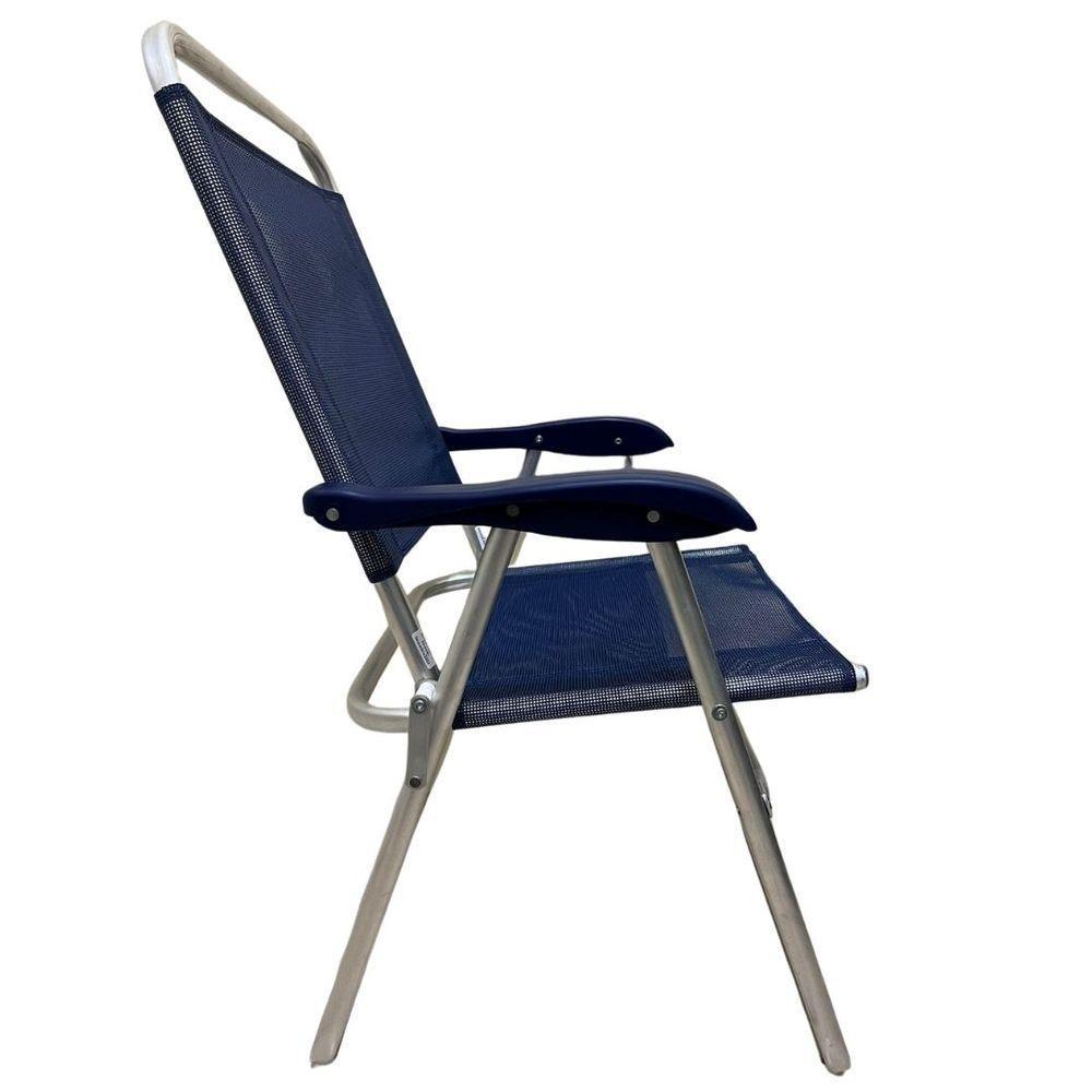 Cadeira De Praia Alta Sanete Encosto Alto Aluminio Ronchetti Azul-escuro - 3