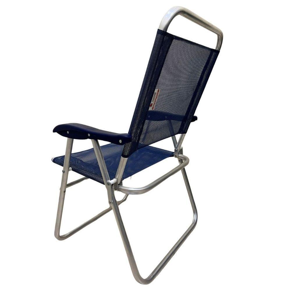 Cadeira De Praia Alta Sanete Encosto Alto Aluminio Ronchetti Azul-escuro - 4