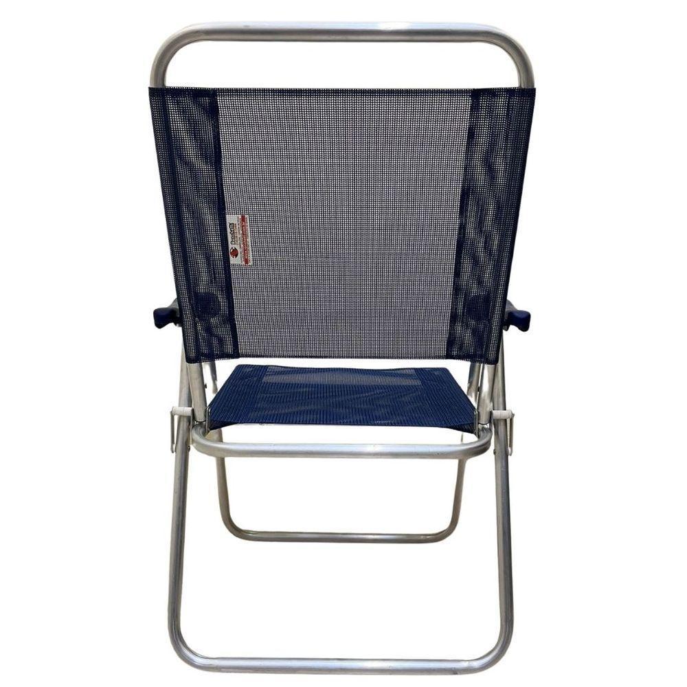 Cadeira De Praia Alta Sanete Encosto Alto Aluminio Ronchetti Azul-escuro - 7