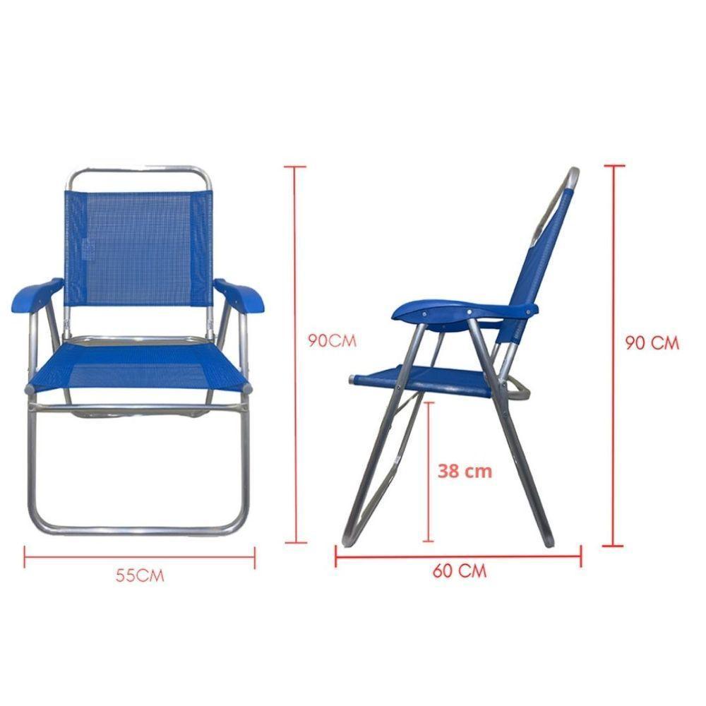 Cadeira De Praia Alta Sanete Encosto Alto Aluminio Ronchetti Azul-escuro - 8