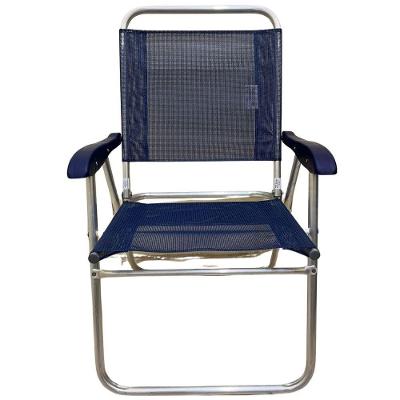 Cadeira De Praia Alta Sanete Encosto Alto Aluminio Ronchetti Azul-escuro