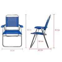 Cadeira De Praia Alta Sanete Encosto Alto Aluminio Ronchetti Azul-escuro - 8