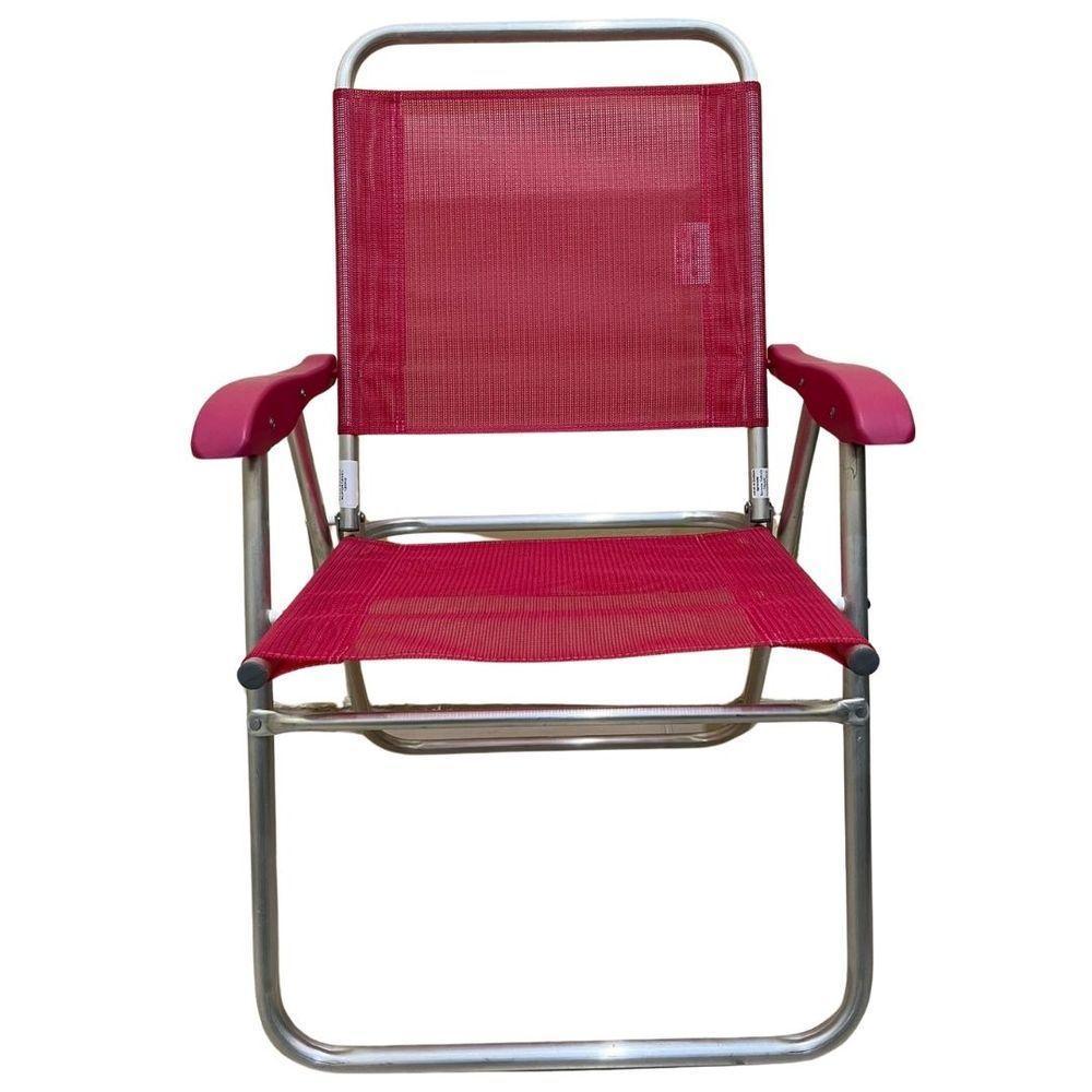 Cadeira De Praia Alta Sanete Encosto Alto Aluminio Ronchetti Rosa - 1