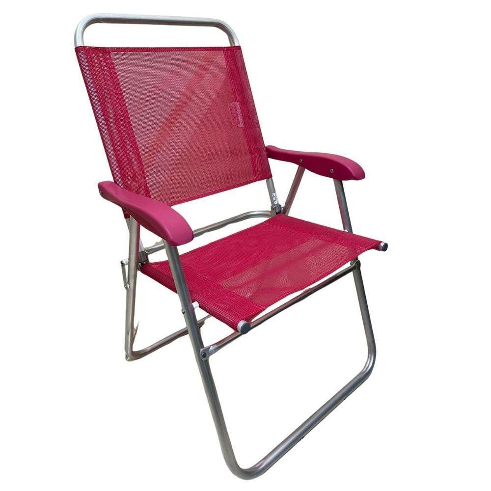 Cadeira De Praia Alta Sanete Encosto Alto Aluminio Ronchetti Rosa - 2