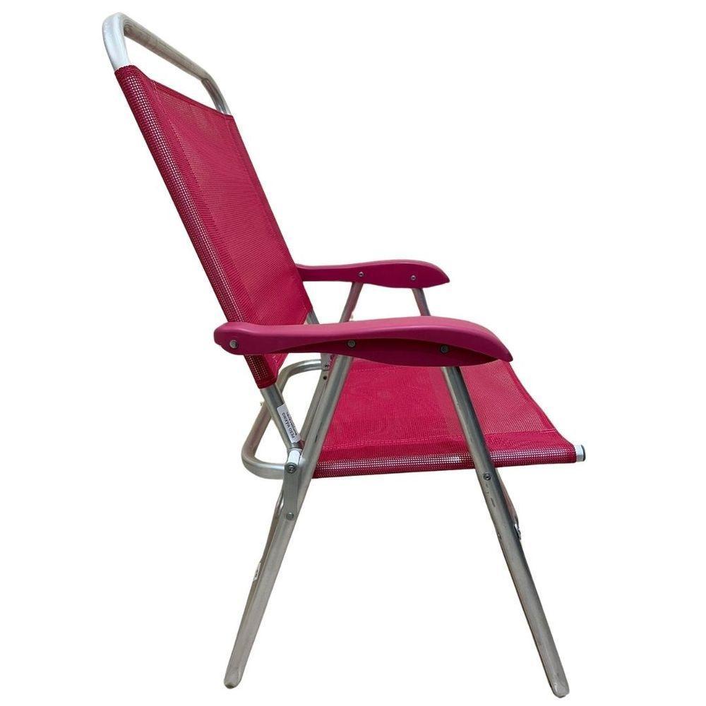 Cadeira De Praia Alta Sanete Encosto Alto Aluminio Ronchetti Rosa - 3