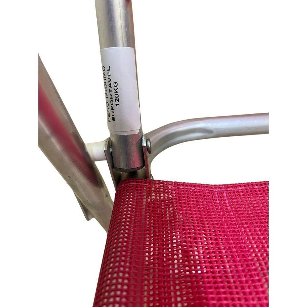 Cadeira De Praia Alta Sanete Encosto Alto Aluminio Ronchetti Rosa - 7