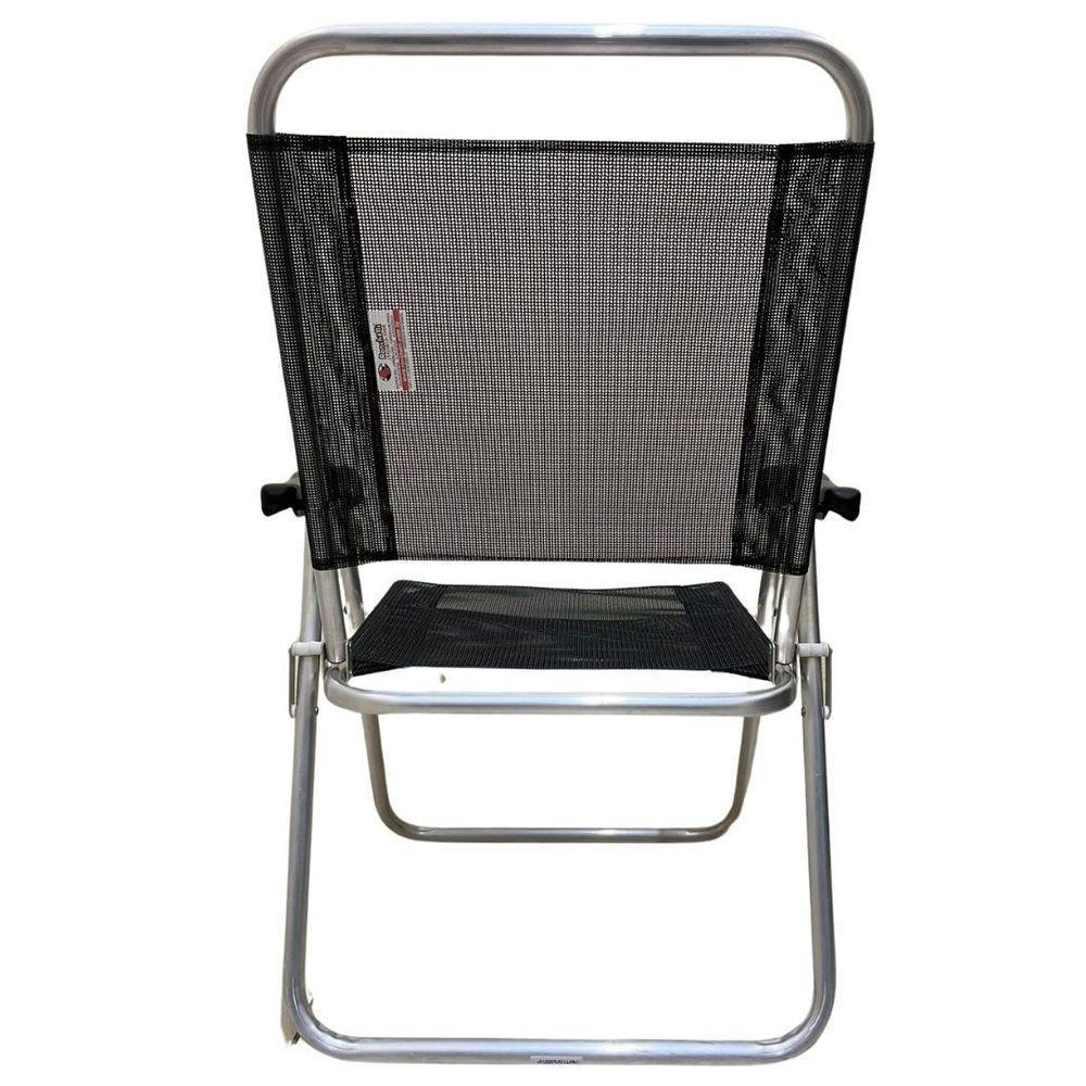 Cadeira De Praia Alta Sanete Encosto Alto Aluminio Ronchetti Preto - 4