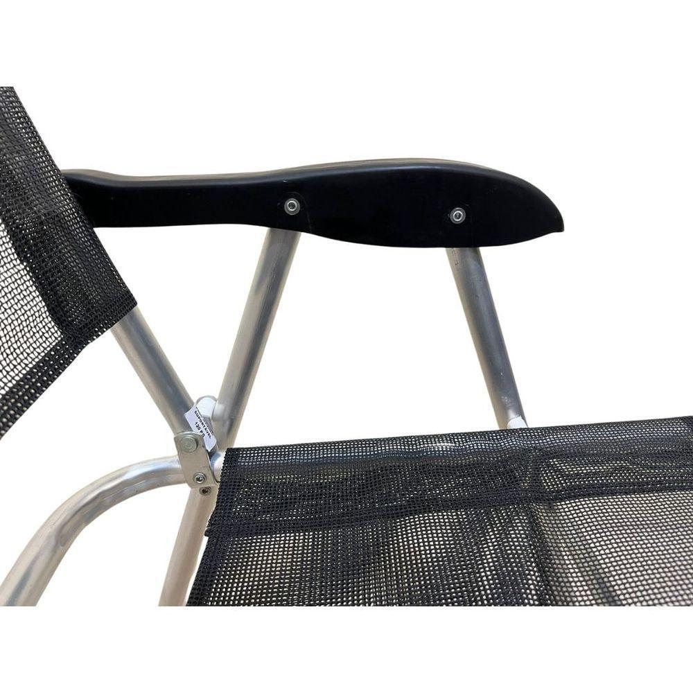 Cadeira De Praia Alta Sanete Encosto Alto Aluminio Ronchetti Preto - 6
