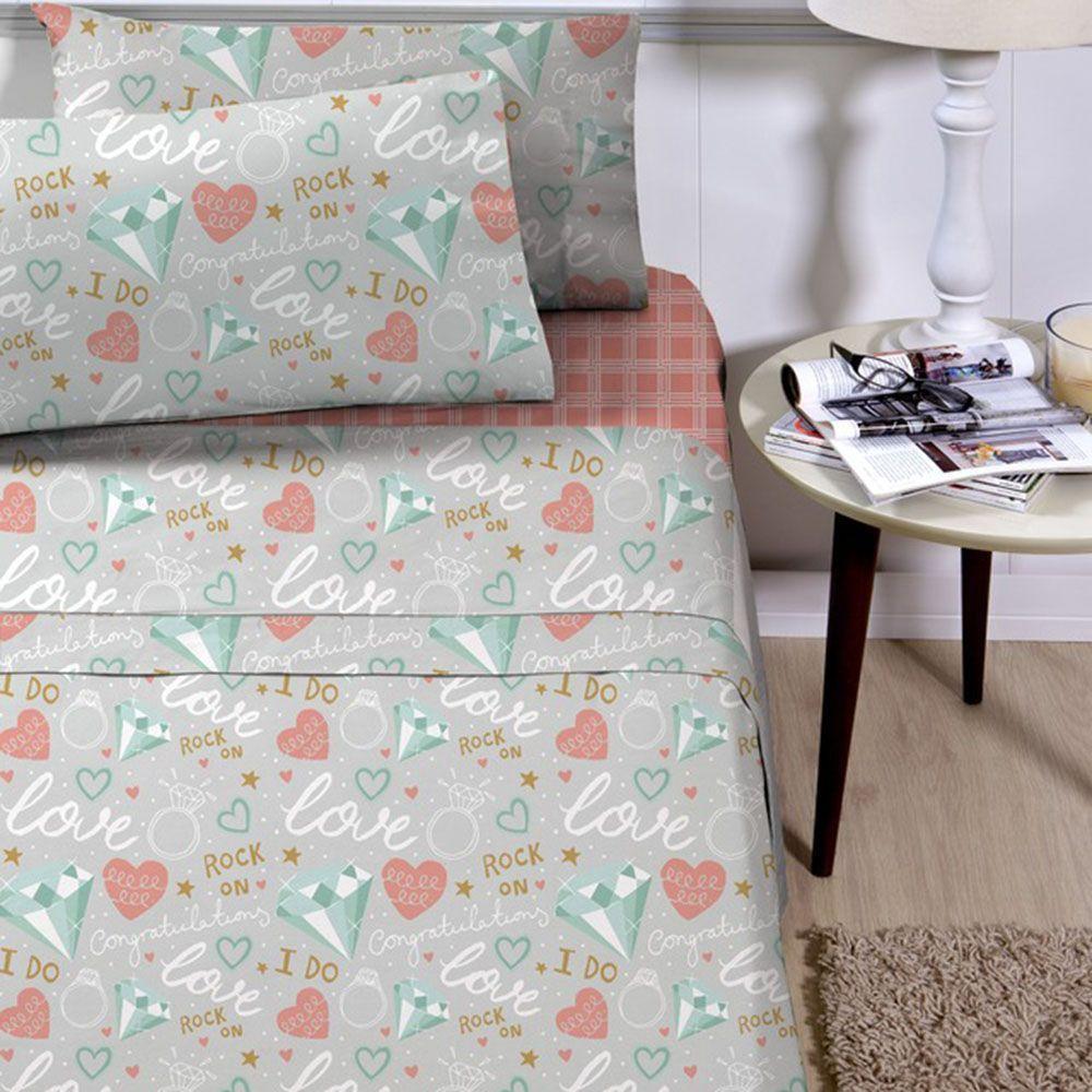 Jogo De Lençol Planeta Mágico Solteiro 3 Peças Infantil Estampado - Diamante - 100% Poliéster - 1