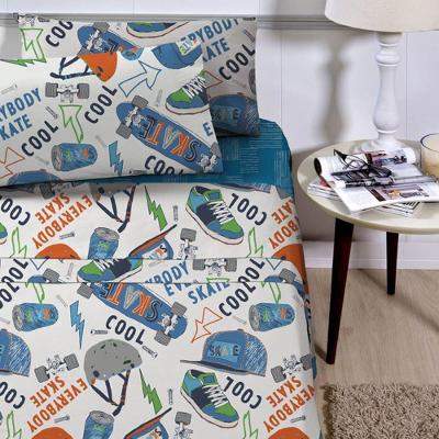 Jogo De Lençol Planeta Mágico Solteiro 3 Peças Infantil Estampado - Skate - 100% Poliéster