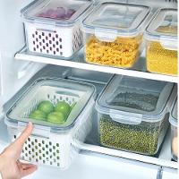 Kit 3 Potes Organizadores Hermetico Com Cesto Drenagem Grande Multiuso Profissional Geladeira Microondas Freezer Dispens - 2