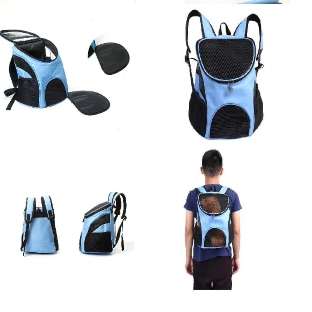 Mochila Passeio Caes Gatos Bolsa Transporte Pet Dog Bag Viagem Canguru Cachorros Petshop Azul - 1