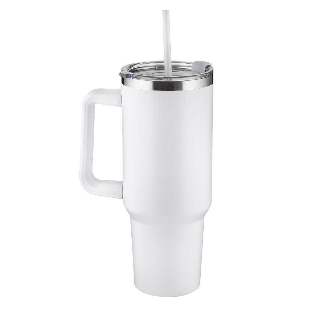 Garrafa Térmica Inox 1,3l Com Alça E Canudo - Parede Dupla Branca - 1