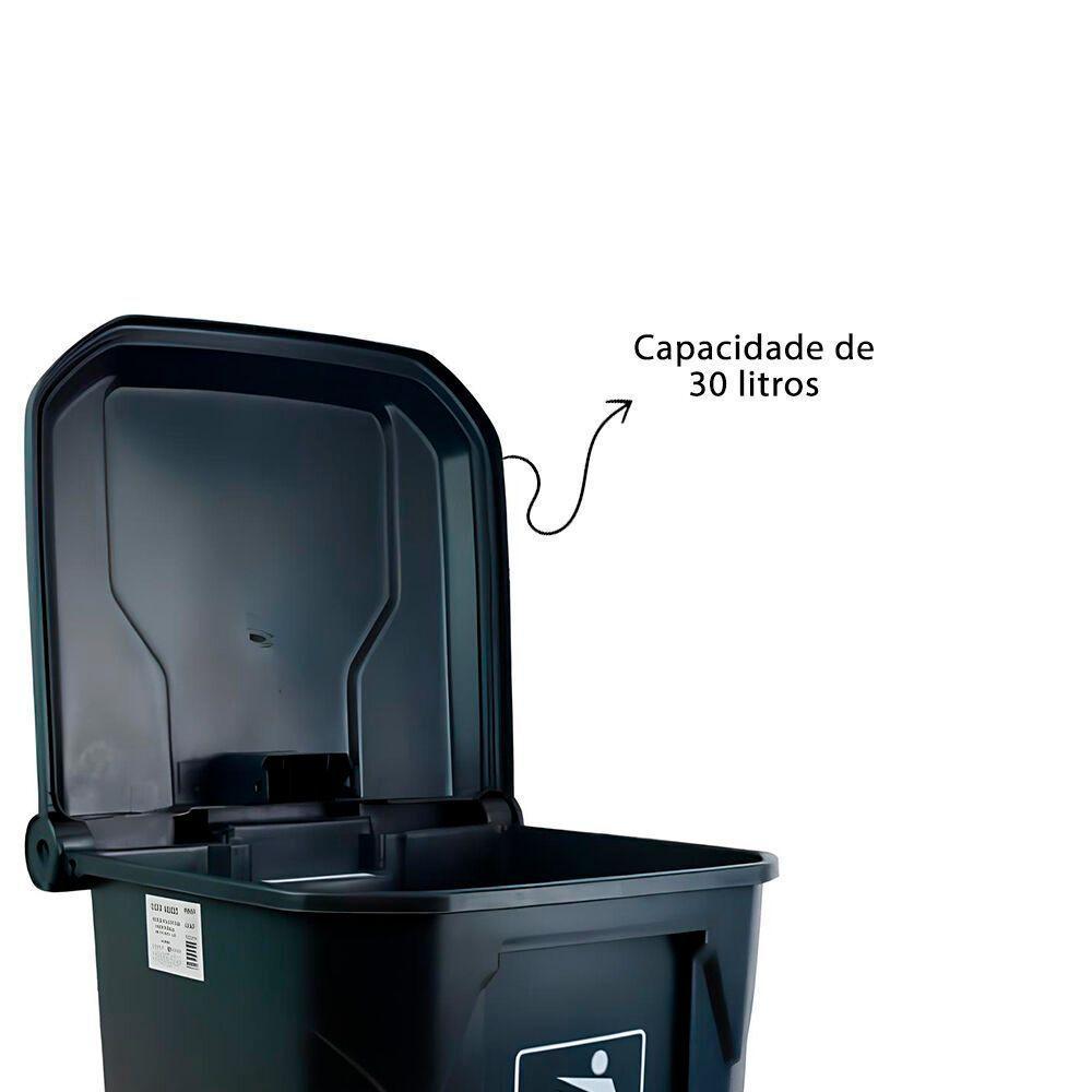 Lixeira De Pedal 30l Plástico Reforçado - Cinza Moderno E Funcional - 4