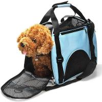Mochila Pet Cachorro Bolsa Transporte Gato Canguru Caes Mala Dobravel Viagem Aviao Carro Azul - 5