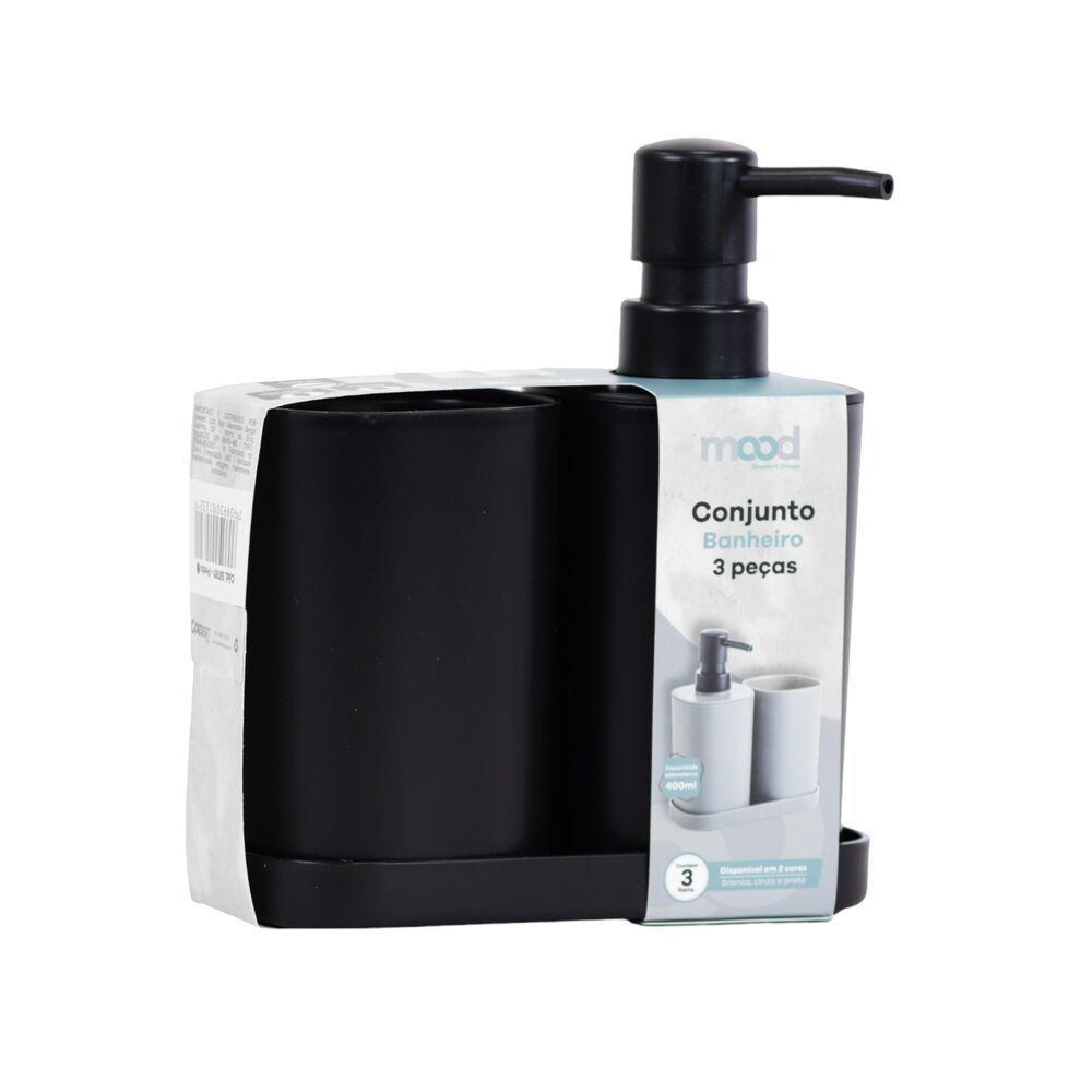 Conjunto De Acessórios Para Banheiro 3 Peças Quadrado Preto - Elegância Moderna - 2