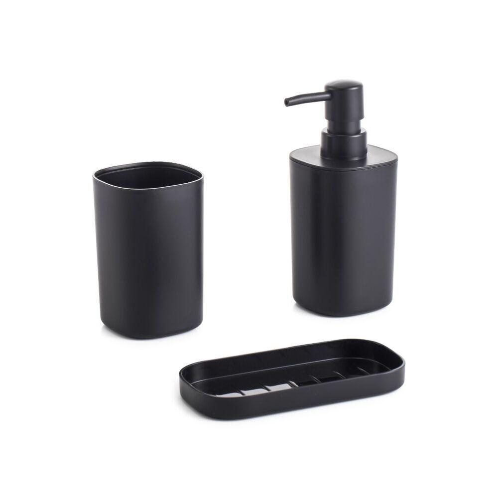 Conjunto De Acessórios Para Banheiro 3 Peças Quadrado Preto - Elegância Moderna - 3