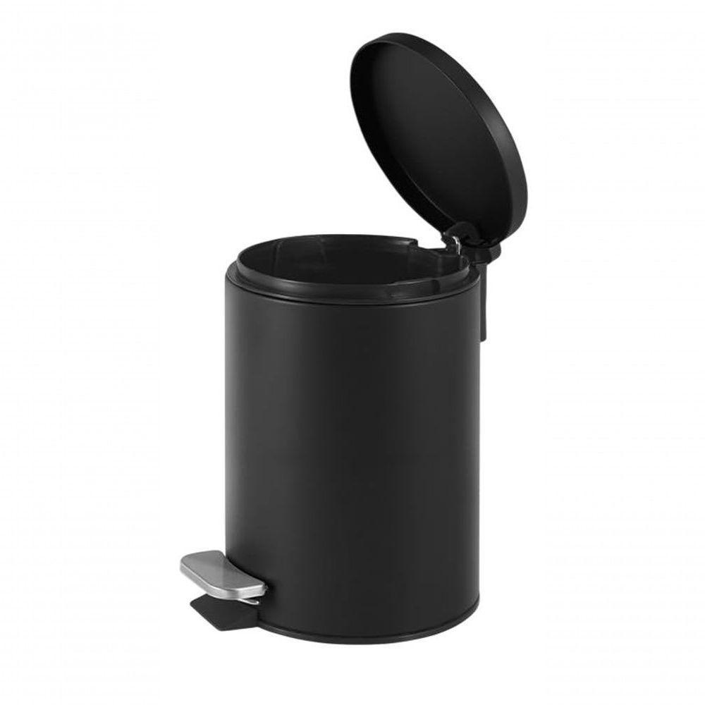 Cesto De Lixo Lixeira Higienica Com Pedal Preta 5l Chique Banheiro Consultório Escritório Quarto - 2