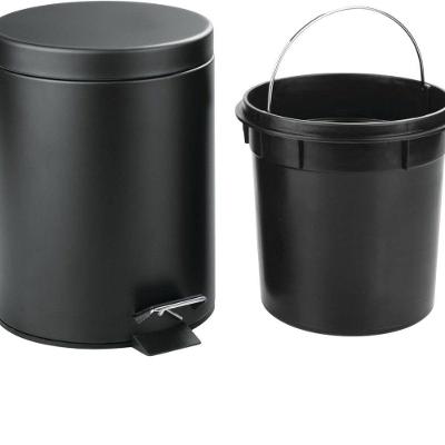 Cesto De Lixo Lixeira Higienica Com Pedal Preta 5l Chique Banheiro Consultório Escritório Quarto