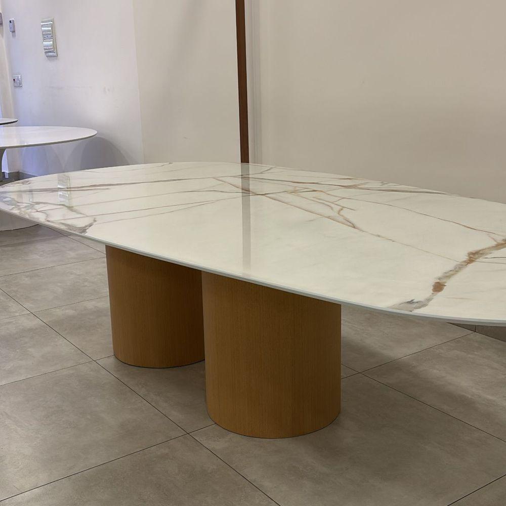 Mesa De Jantar Oásis Orgânica Cilíndrica Calacata Gold 120x80 Cm - 6