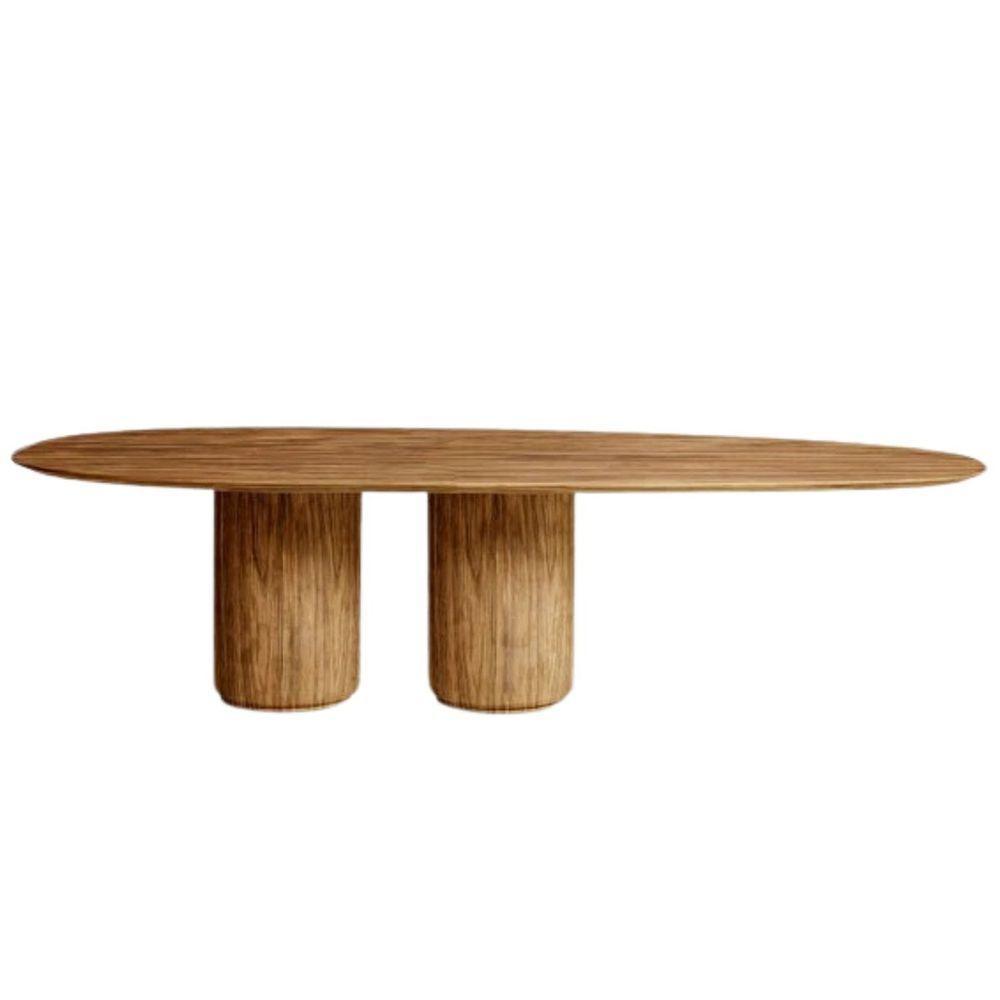 Mesa De Jantar Oásis Orgânica Cilíndrica Nogueira 244x137 Cm - 1
