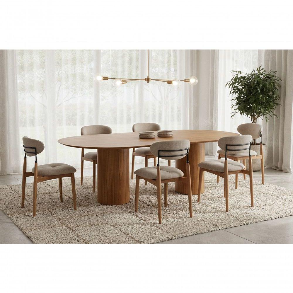 Mesa De Jantar West 270cm X 100cm 10 Lugares Lâmina Natural De Madeira Mel - 2