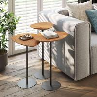 Conjunto De 3 Mesas Laterais Orgânicas Kaleo Base Preta Tampo Mel - 2