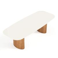 Mesa De Jantar Orgânica Tivoli 270cm X 110cm 10 Lugares Lamina Cinamomo Off White Vidro - 2