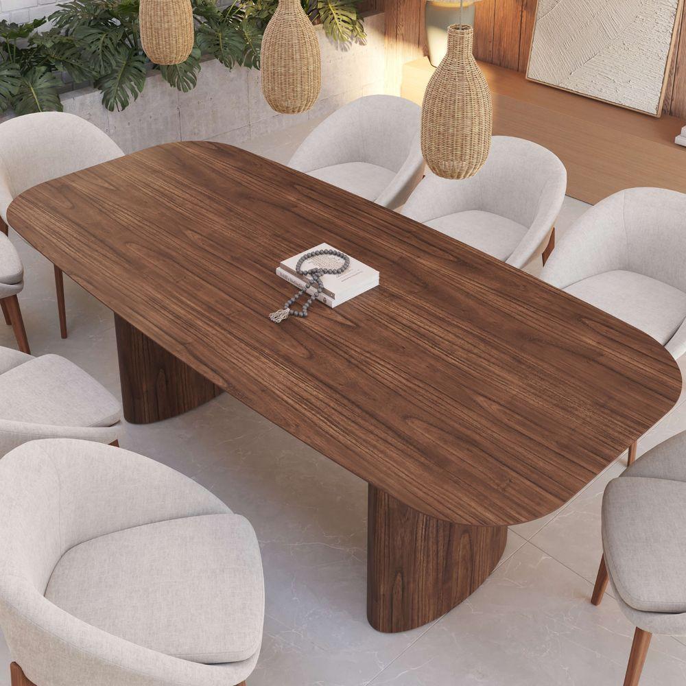 Mesa De Jantar Orgânica Tivoli 240cm X 110cm 9 Lugares Lamina Cinamomo Castanho - 2