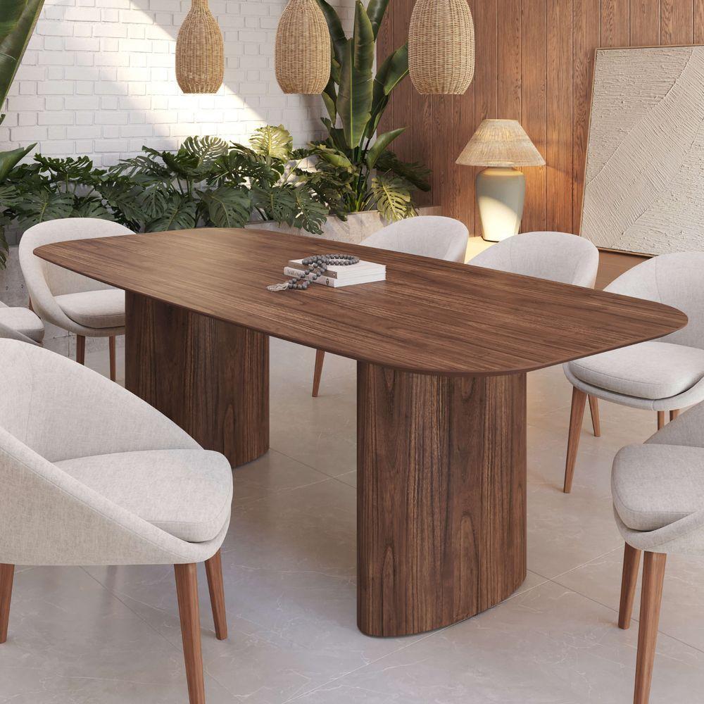Mesa De Jantar Orgânica Tivoli 240cm X 110cm 9 Lugares Lamina Cinamomo Castanho - 3