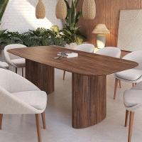 Mesa De Jantar Orgânica Tivoli 240cm X 110cm 9 Lugares Lamina Cinamomo Castanho - 3