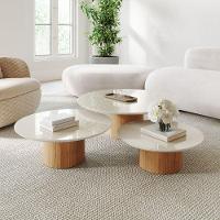 Conjunto Mesa De Centro Ava Em Madeira Off White Vidro - 2