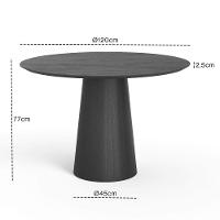 Mesa De Jantar Redonda 120cm Scandi 6 Lugares Lamina Natural De Madeira Preto - 4