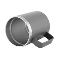 Caneca Térmica 400ml Em Inox Reciclado Com Tampa De Bambu - Cinza E Elegante