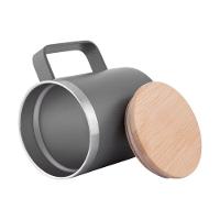 Caneca Térmica 400ml Em Inox Reciclado Com Tampa De Bambu - Cinza E Elegante - 5