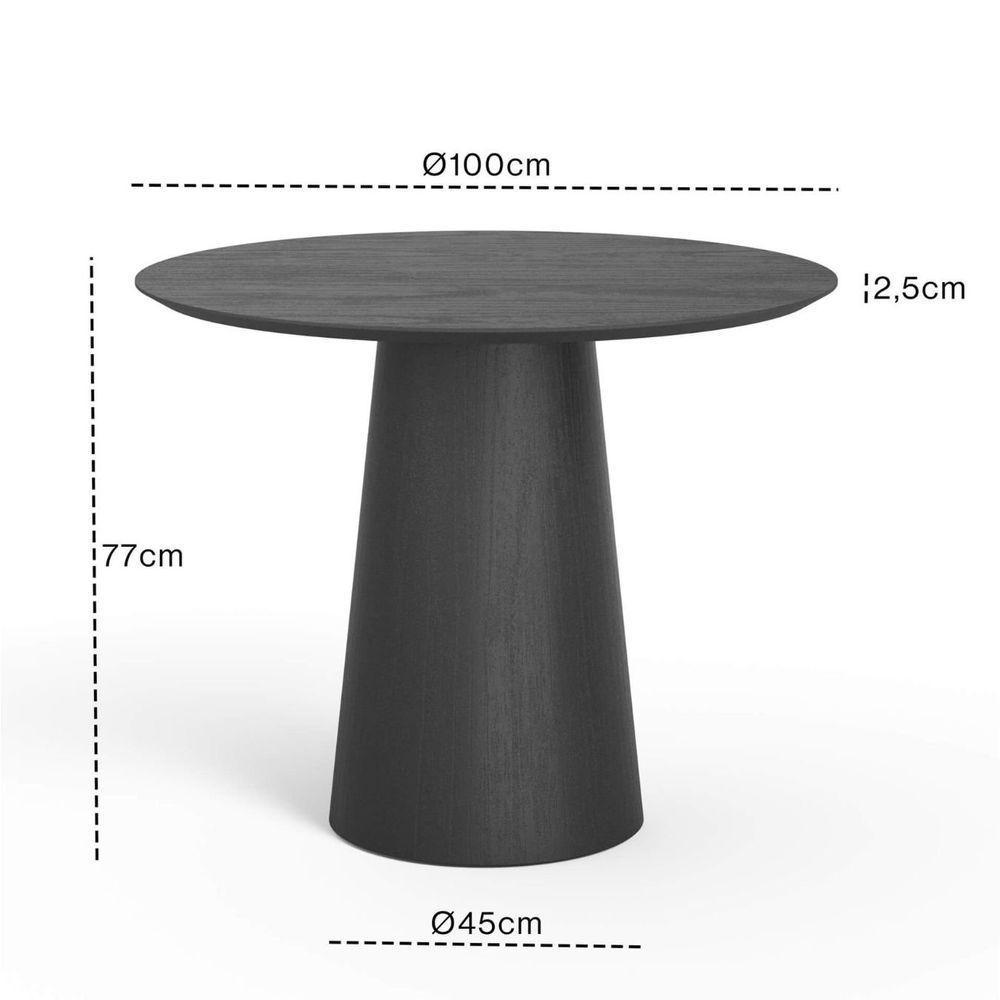 Mesa De Jantar Redonda 100cm Scandi 4 Lugares Lamina Natural De Madeira Preto - 4