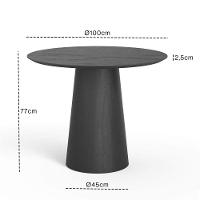 Mesa De Jantar Redonda 100cm Scandi 4 Lugares Lamina Natural De Madeira Preto - 4