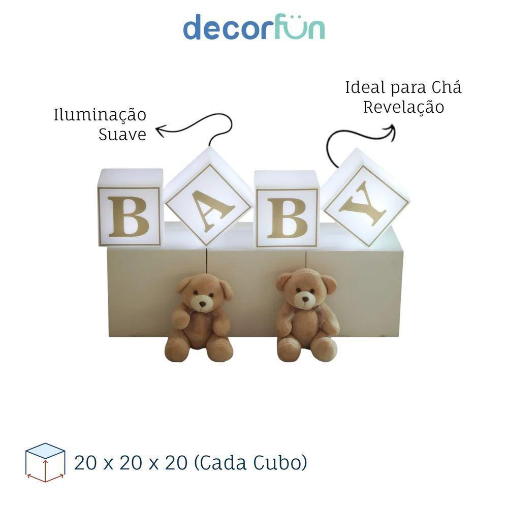 Kit De Cubos Iluminados Led Brancos Com Fio Para Decoração De Eventos E Chás Revelação - 2