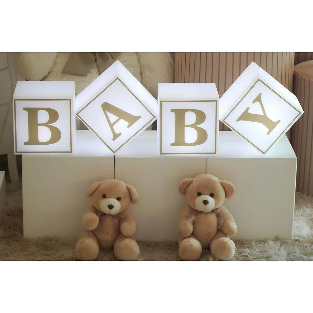 Kit De Cubos Iluminados Led Brancos Com Fio Para Decoração De Eventos E Chás Revelação - 5