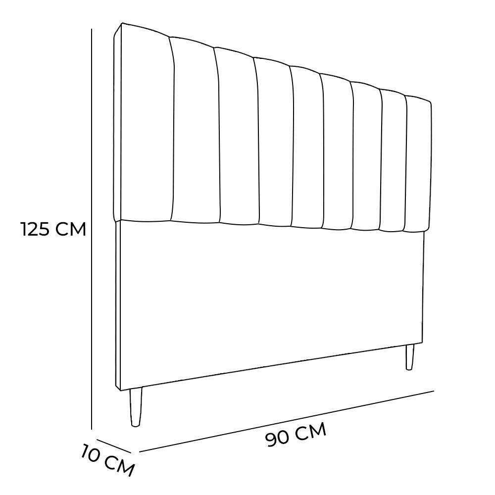 Cabeceria Estofada Solteiro 0,90m Milano Boucle - Pallazio Bege - 4