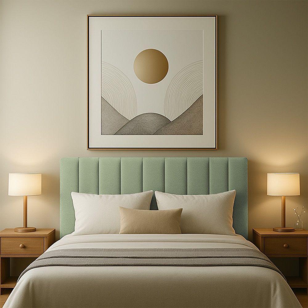 Cabeceria Estofada Solteiro 0,90m Milano Boucle - Pallazio Verde Pistache - 1