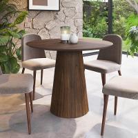 Mesa De Jantar Redonda 100cm Scandi 4 Lugares Lamina Natural De Madeira Castanho - 2