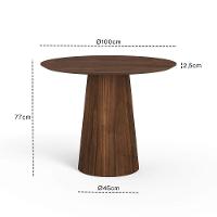 Mesa De Jantar Redonda 100cm Scandi 4 Lugares Lamina Natural De Madeira Castanho - 4