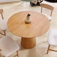 Mesa De Jantar Redonda 100cm Scandi 4 Lugares Lamina Natural De Madeira Mel - 5