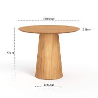 Mesa De Jantar Redonda 100cm Scandi 4 Lugares Lamina Natural De Madeira Mel - 6