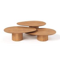 Conjunto Mesa De Centro Orgânica Stone Em Madeira Mel - 1